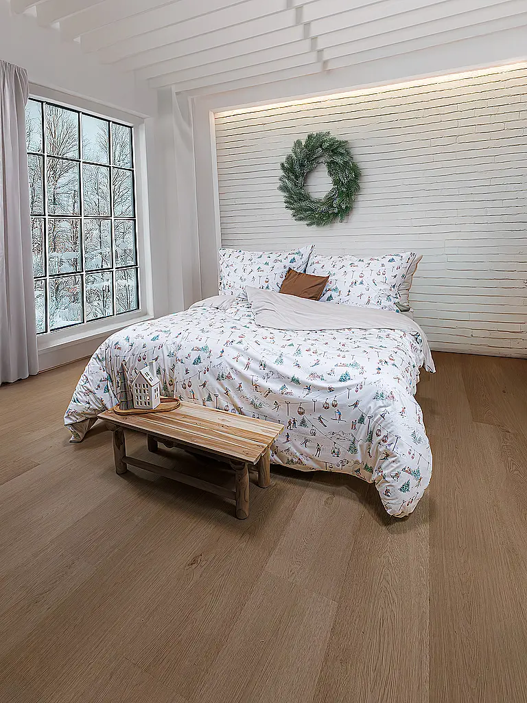 FLEURESSE | Juego de cama de punto Jersey 70x90cm/140x200cm DIAMOND Snow White | Crema