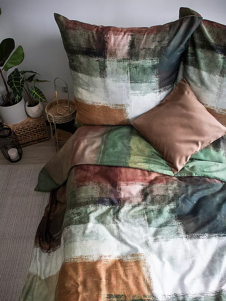 FLEURESSE | Juego de cama de satén MODERN ART 70x90cm/140x220cm Stone | Gris claro