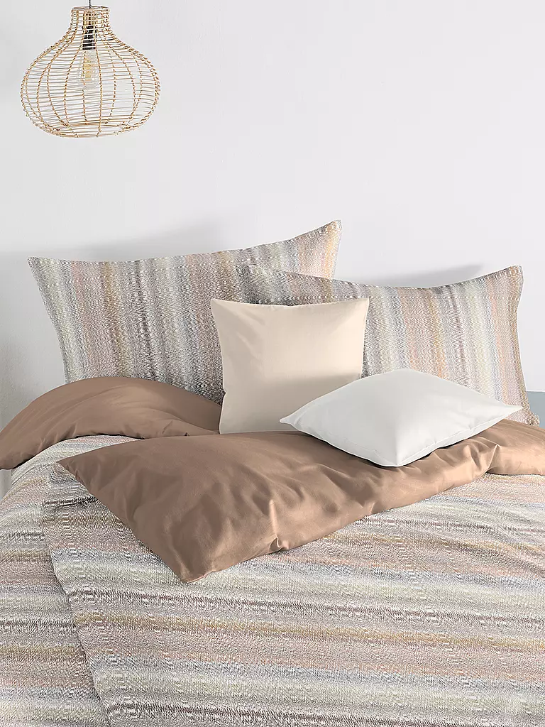 FLEURESSE | Juego de cama de satén MODERN LIFE 70x90cm/140x200cm Camel | Marrón claro
