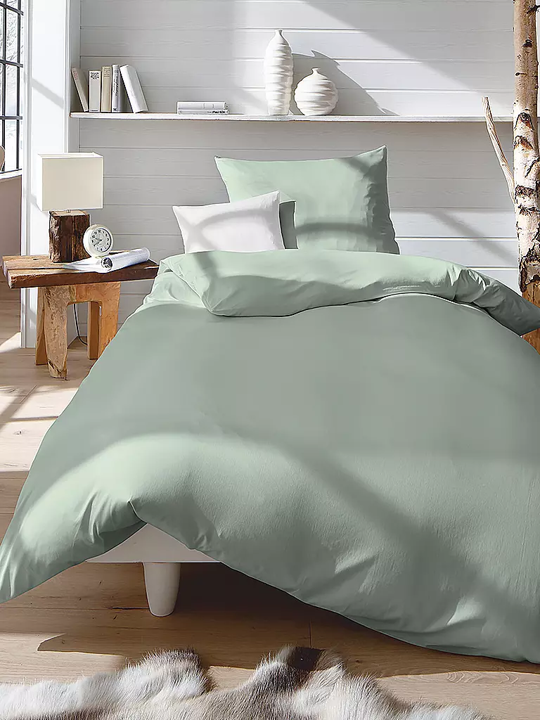 FLEURESSE | Juego de cama Interlock Jersey 70x90cm/140x200cm Salvia | Verde claro
