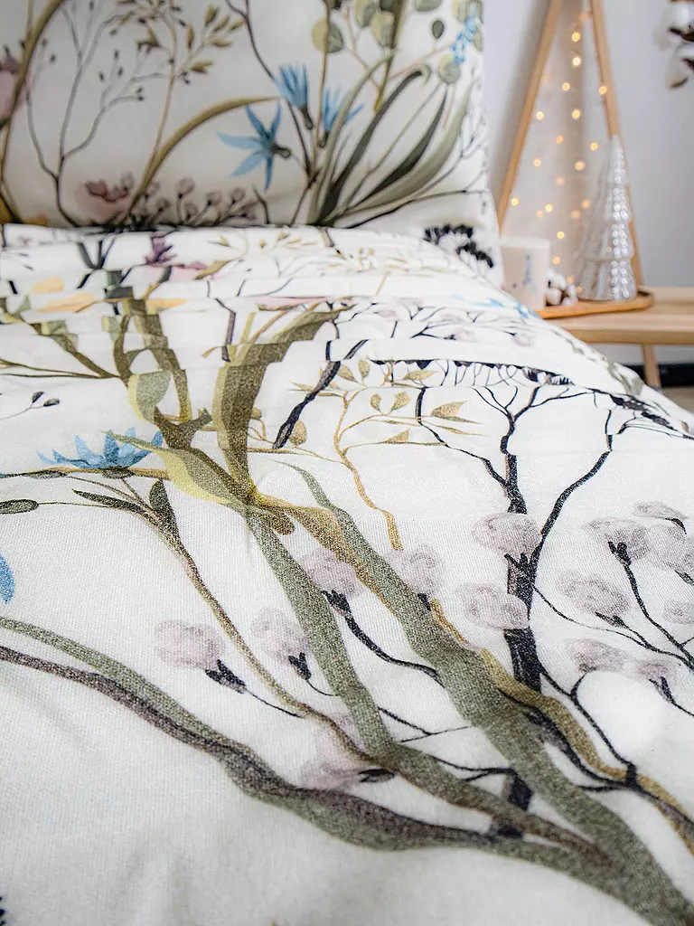 FLEURESSE | Ropa de cama de franela VELVET 70x90cm/140x200cm Kl Blümchen | Blanco