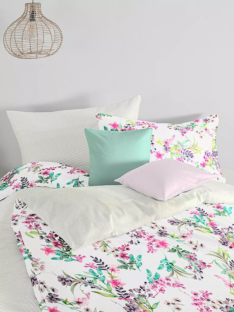 FLEURESSE | Ropa de cama de satén 70x90cm/140x200cm BED ART Veilchen | Blanco