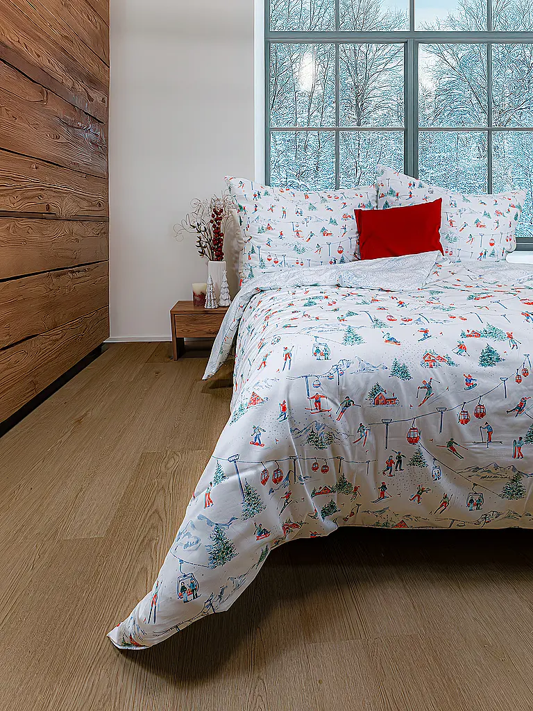 FLEURESSE | Ropa de cama de satén 70x90cm/140x200cm BED ART WINTERSPEZIAL Snow White | Crema