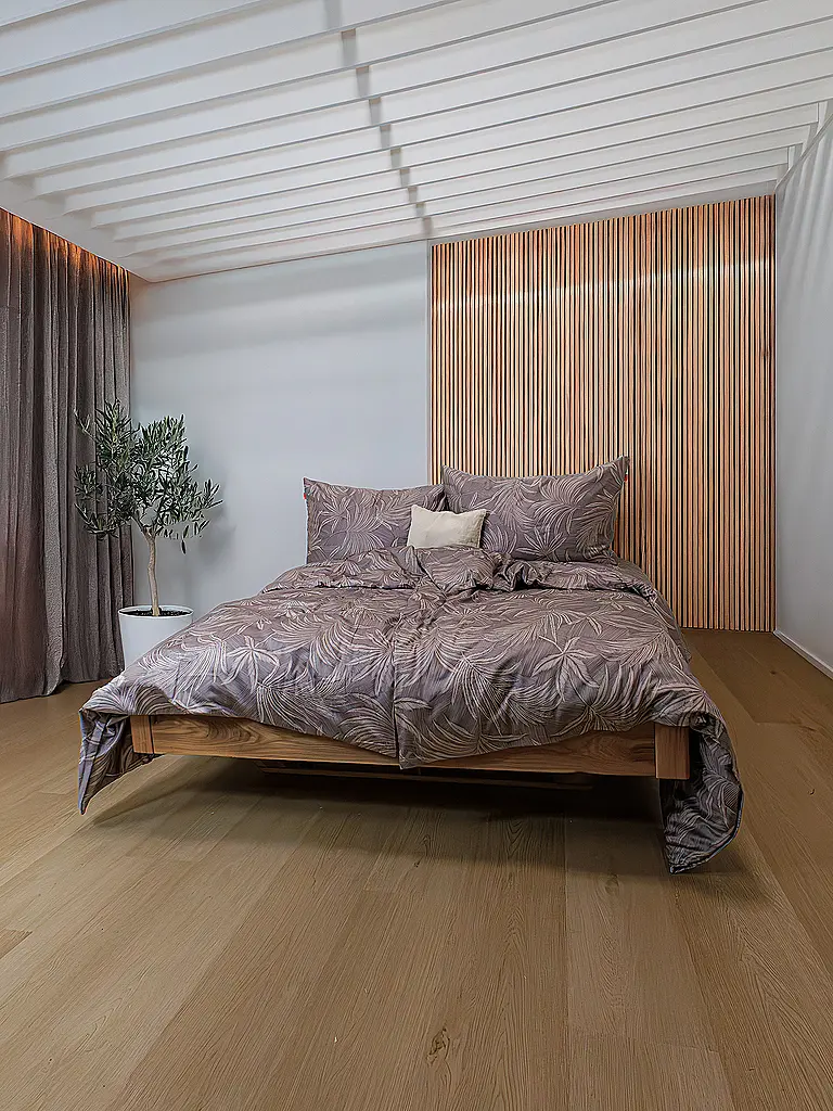 FLEURESSE | Ropa de cama de satén 70x90cm/140x200cm MODERN GARDEN B Moka | Marrón