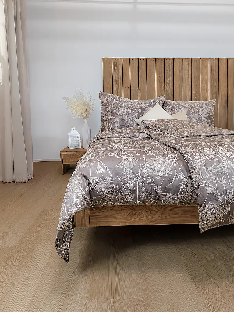 FLEURESSE | Ropa de cama de satén 70x90cm/140x200cm MODERN GARDEN B Taupe | Rosa