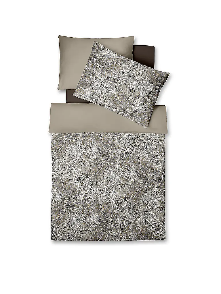 FLEURESSE | Ropa de cama de satén 70x90cm/140x200cm STOCKHOLM Taupe | Gris