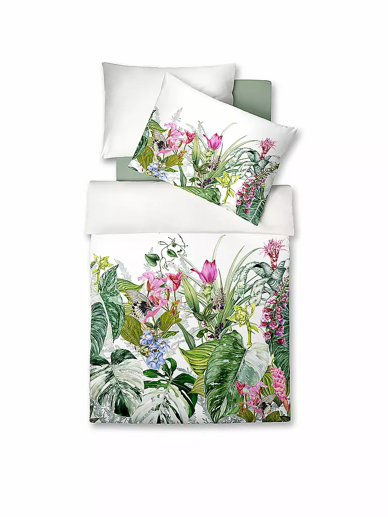 FLEURESSE | Ropa de cama de satén BED ART 70x90cm/140x200cm Aqua | Blanco