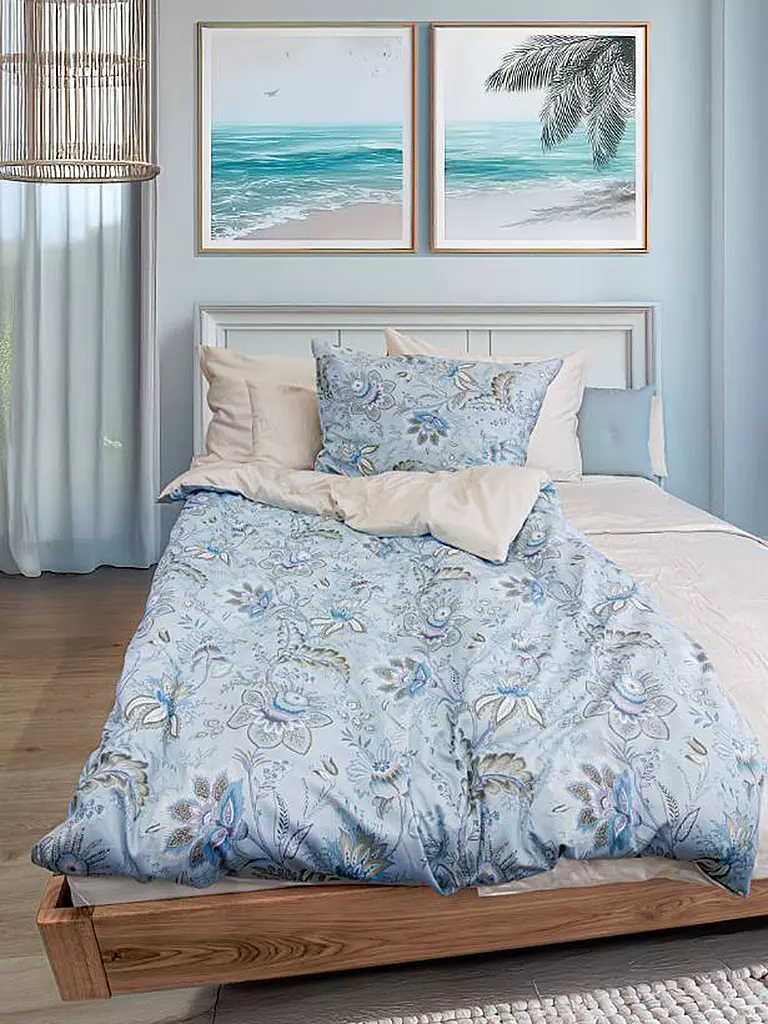 FLEURESSE | Ropa de cama de satén MIAMI 70x90cm/140x220cm Azul empolvado | Azul claro