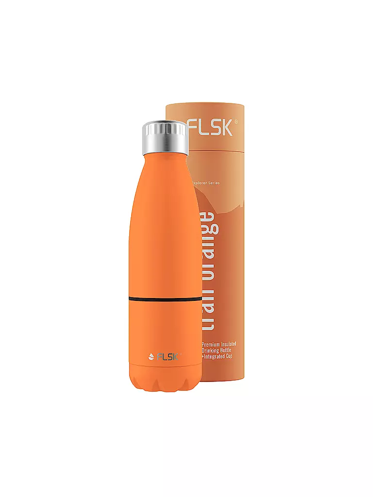 FLSK | Botella isotérmica - Botella de agua con vaso 0,7l Trail-Orange | 