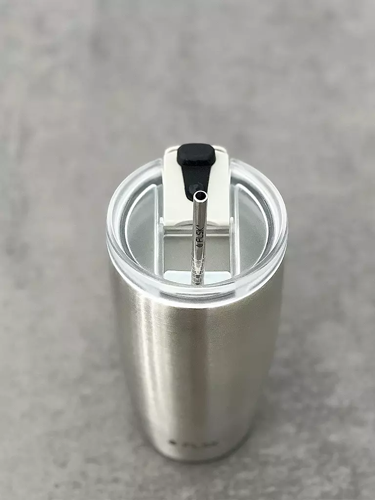 FLSK | Pajita con cepillo de limpieza, paquete de 2 unidades. Acero inoxidable | Plata