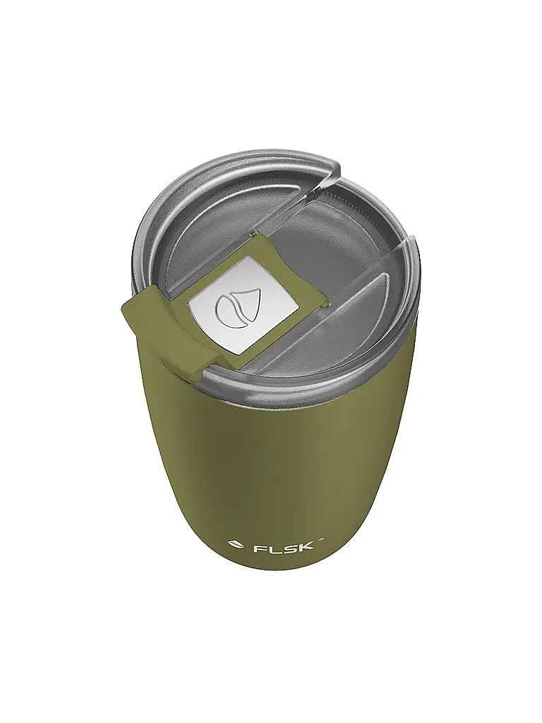 FLSK | Vaso térmico - Taza termo CUP para llevar café, 0,35 l, acero inoxidable, color oliva | Oliva