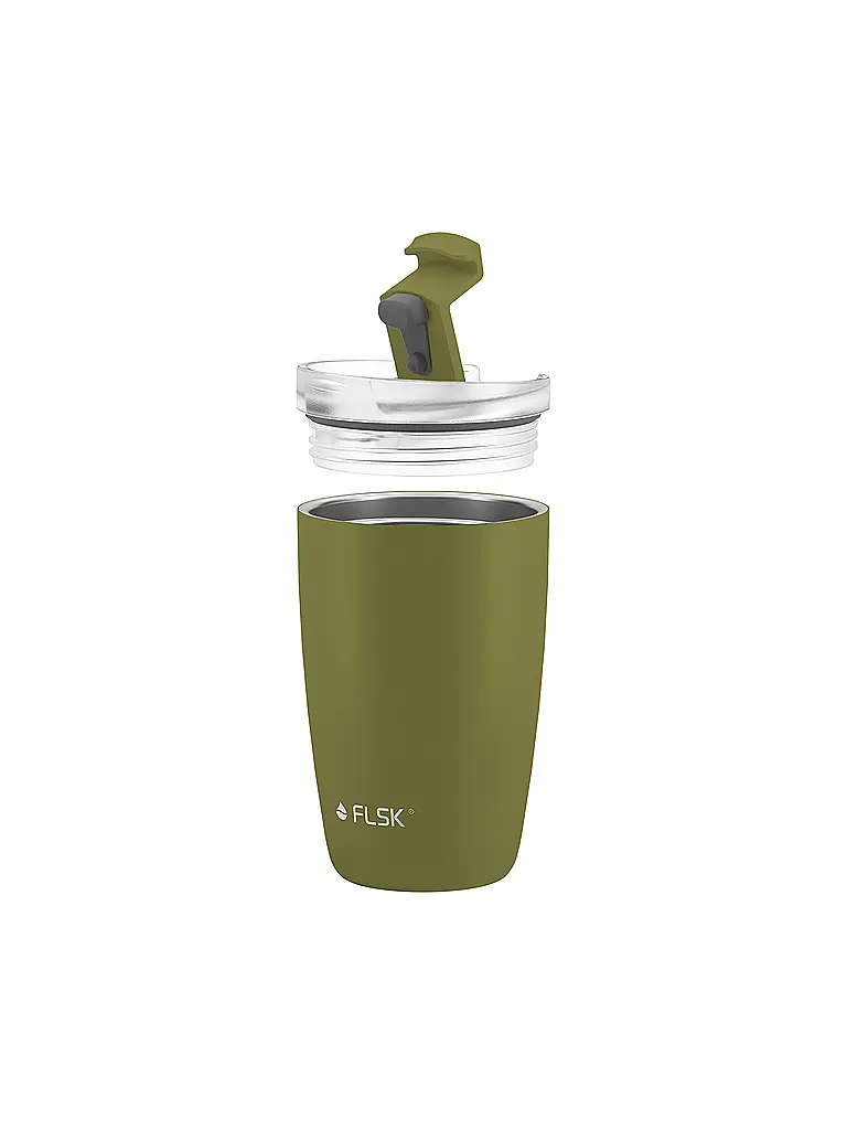 FLSK | Vaso térmico - Taza termo CUP para llevar café, 0,35 l, acero inoxidable, color oliva | Oliva