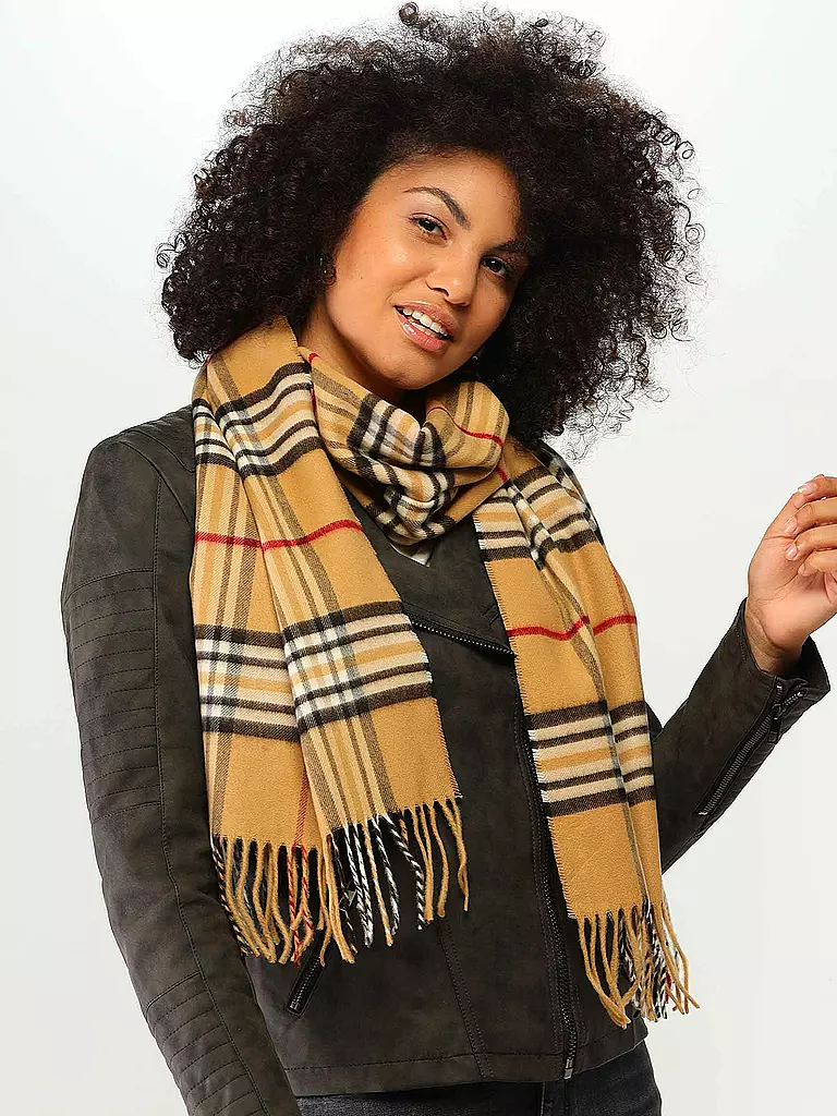 FRAAS | Bufanda
Produktname: Schal 
Marke: FRAAS
Farbe: camel
Kategorien: Mode,Damen

Material: Polyacryl / Acryl,Feinstrick
Musterung: Allover,Karo
Stil: Casual
Details: Fransen | Camel