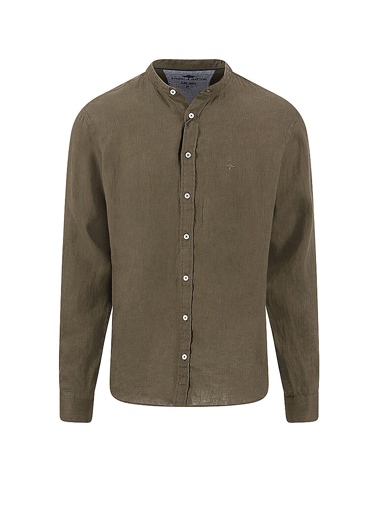 Camisa de lino oliva M