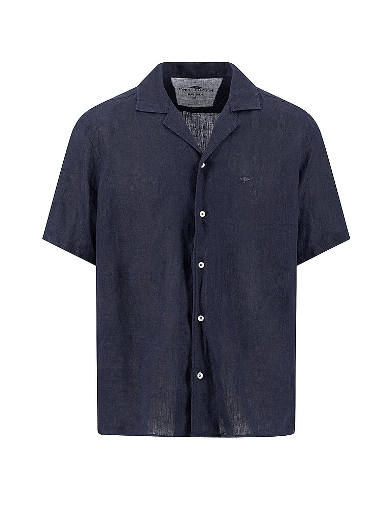 Camisa de lino azul oscuro XL