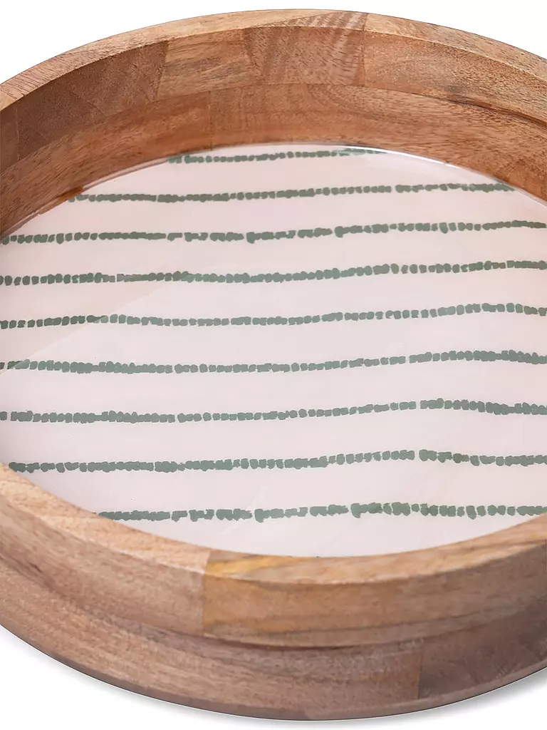 FYNCH-HATTON | Bandeja de madera de 32 cm SINGA Leaf Green Stripe | Verde oscuro