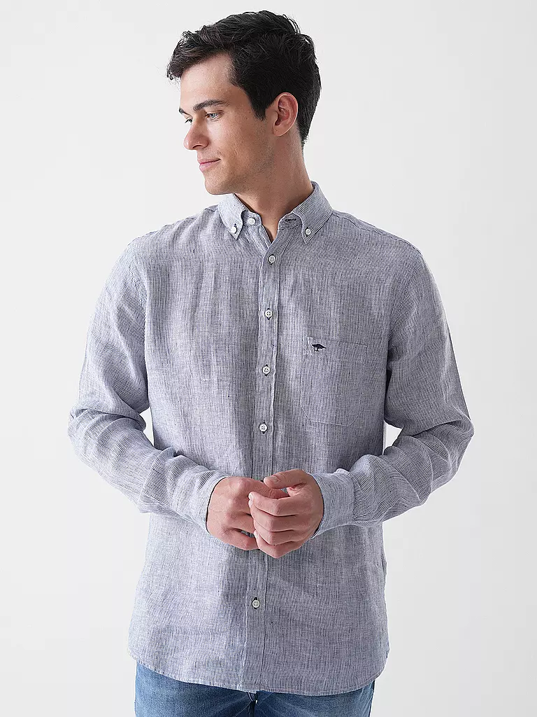 FYNCH-HATTON | Camisa de lino corte casual | Azul