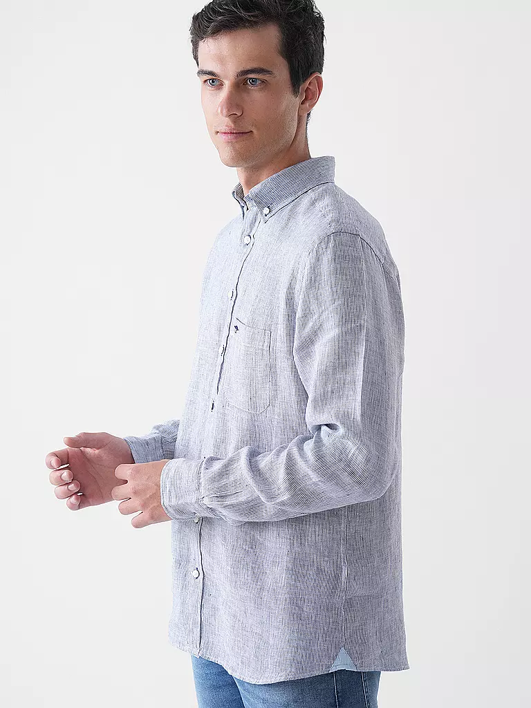 FYNCH-HATTON | Camisa de lino corte casual | Azul