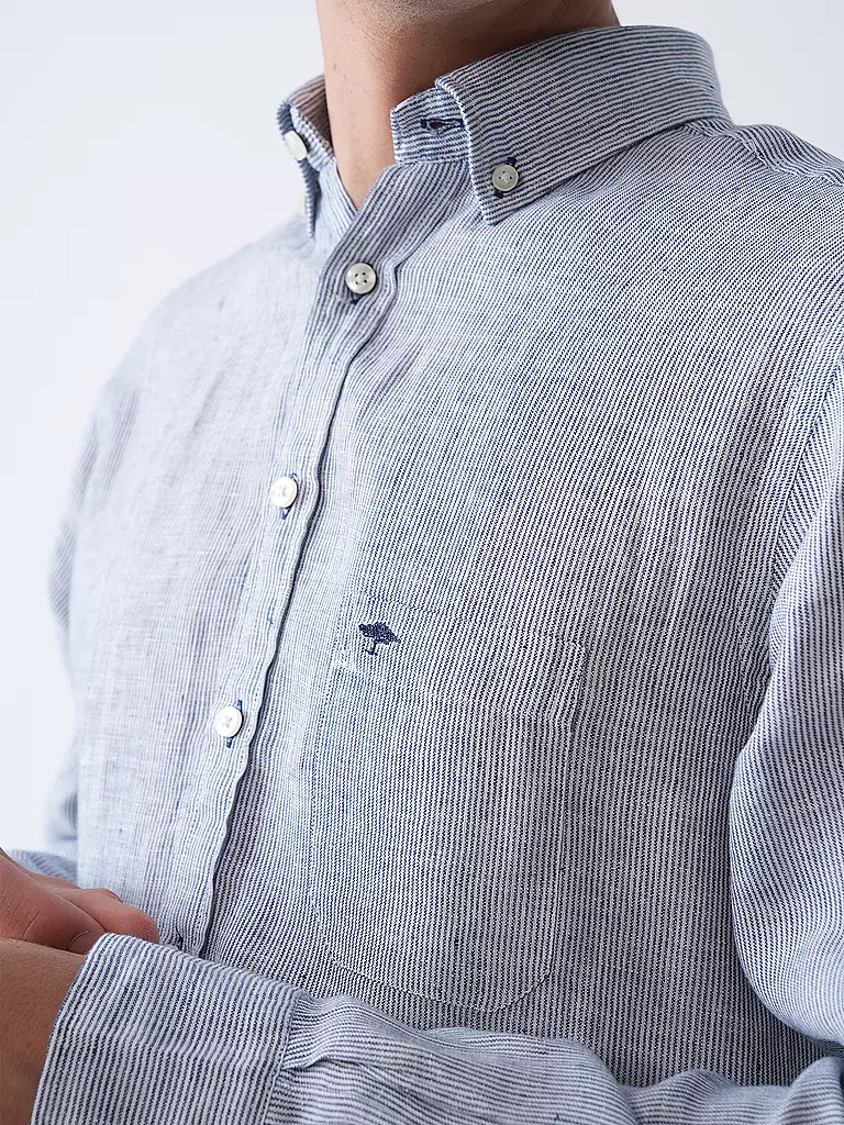 FYNCH-HATTON | Camisa de lino corte casual | Azul