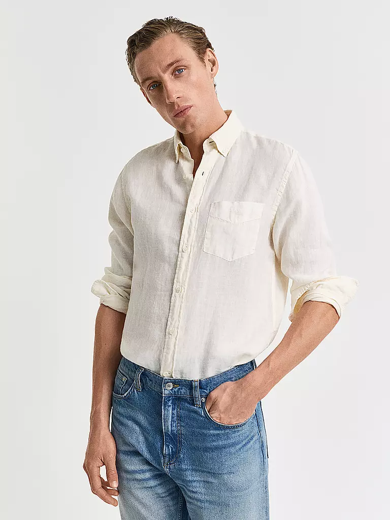 GANT | Camisa de lino corte regular | Crema