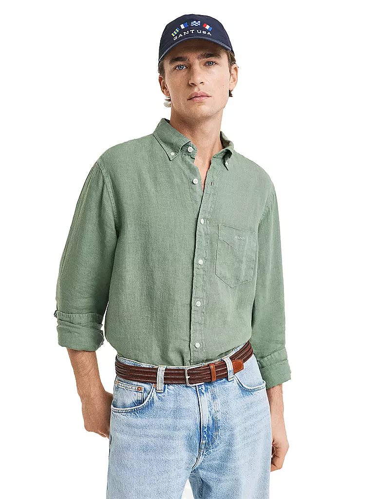 GANT | Leinenhemd Regular Fit  | Oliva