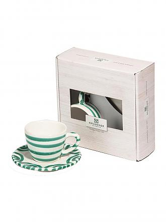 GMUNDNER KERAMIK | Taza y platillo - Espresso for you Gourmet - 2 piezas "Verde Flameado"