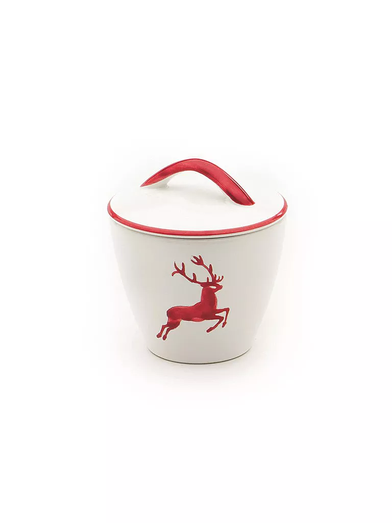GMUNDNER KERAMIK | Azucarero Gourmet "Ciervo Rojo Rubí" 9cm | Rojo