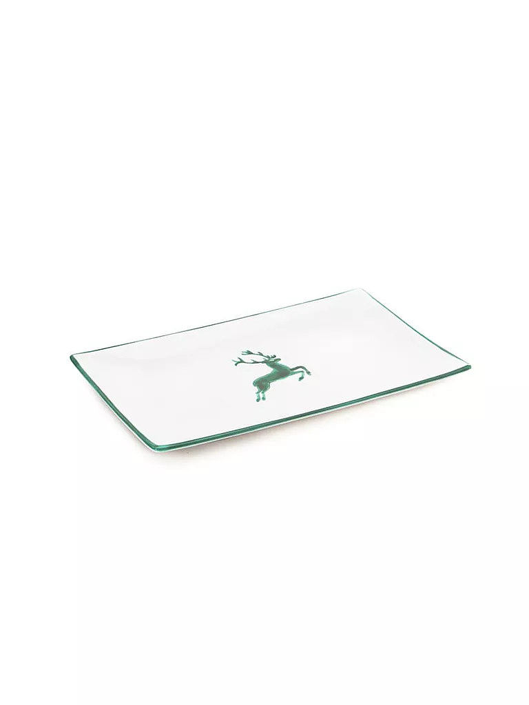 GMUNDNER KERAMIK | Plato rectangular "Ciervo Verde" 36x15cm | Verde