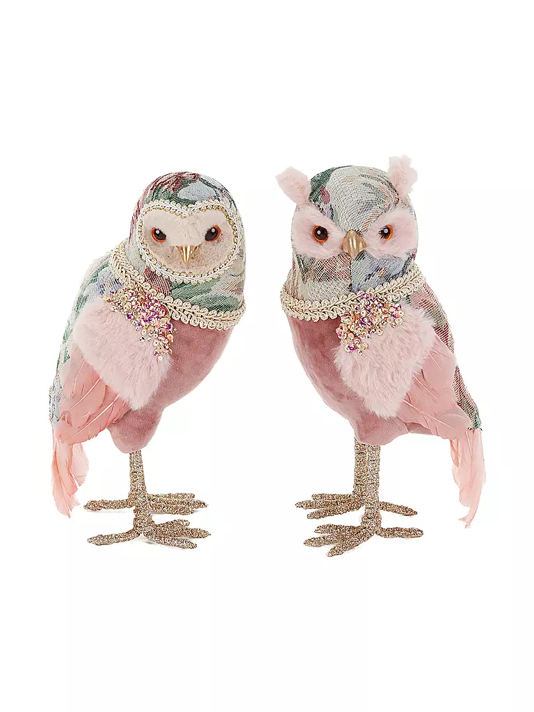 GOODWILL | Figura decorativa búhos 27cm rosa/azul | Rosa