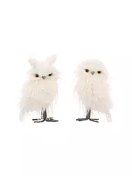GOODWILL | Figura decorativa búhos pelo largo 21cm blanco/crema | Blanco