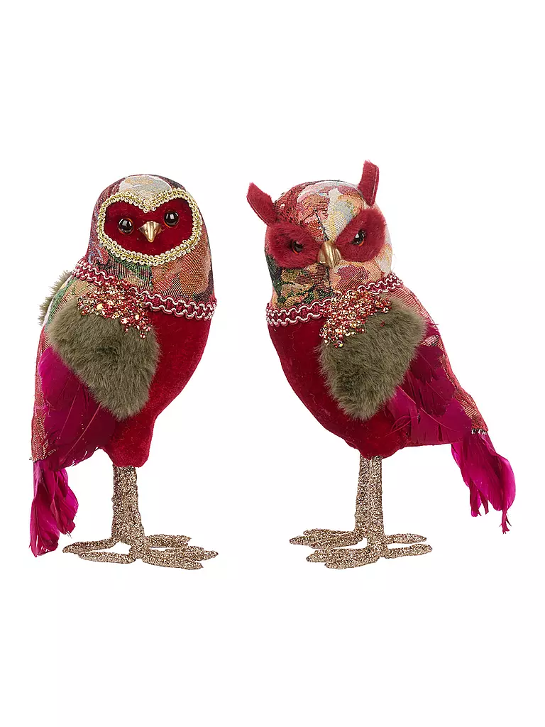 GOODWILL | Figura decorativa Banquet Búhos 27cm rojo/rosa/verde | Rojo