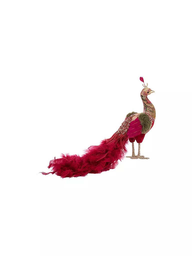 GOODWILL | Figura decorativa Banquete Pavo Real 52cm rojo/rosa/verde | Rojo