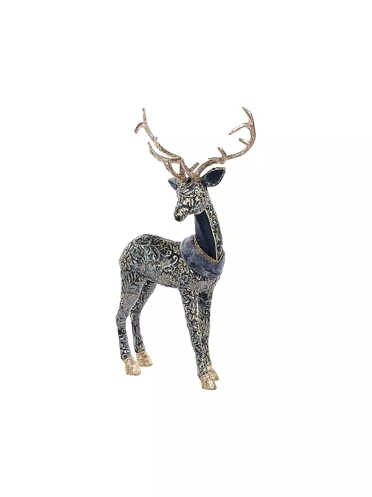 GOODWILL | Figura decorativa Ciervo de pie 73cm azul/gris/dorado | Azul