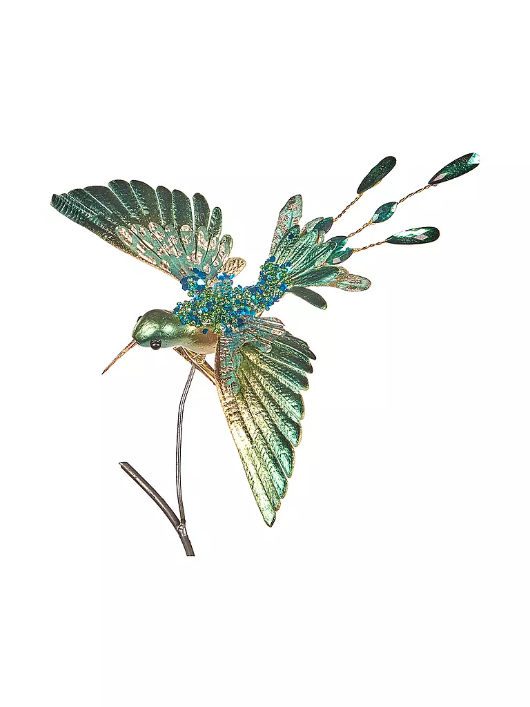 GOODWILL | Figura decorativa Colibrí con clip 20cm verde/dorado | Petróleo