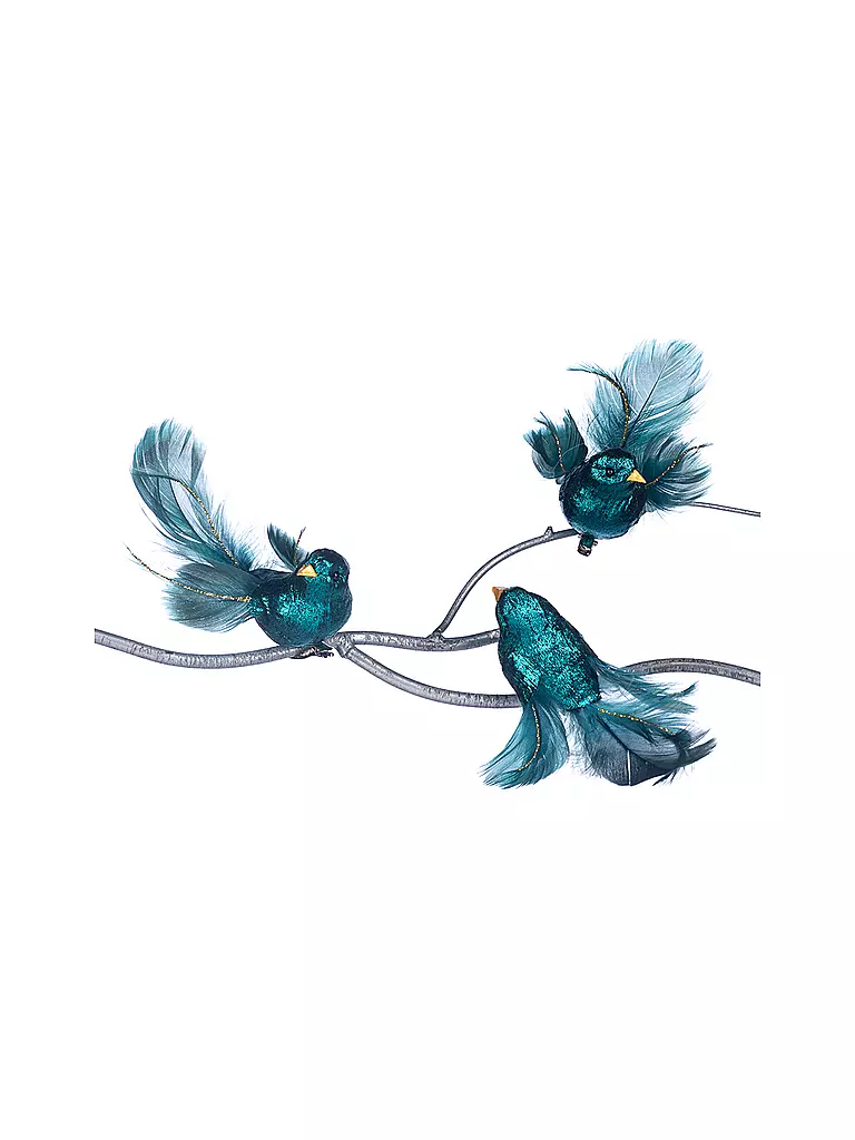 GOODWILL | Figura decorativa Pájaro con clip 14cm azul/verde | Petróleo