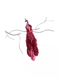 GOODWILL | Figura decorativa Pavo real de hoja con clip 36cm rojo | Rojo