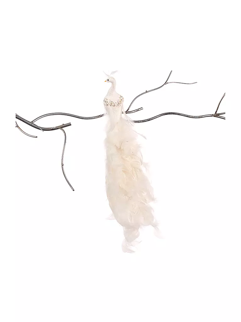 GOODWILL | Figura decorativa Pavo Real de Hoja con Clip 41cm blanco | Blanco