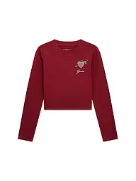 GUESS | Camiseta de manga larga para niña | Rojo oscuro
