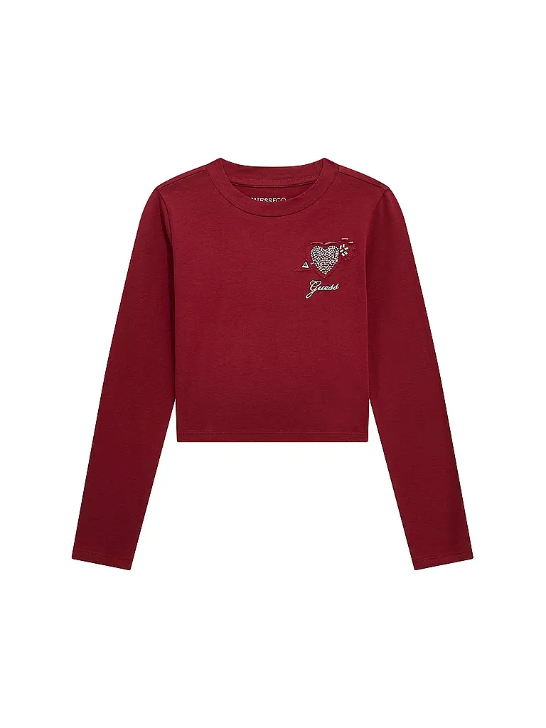 GUESS | Camiseta de manga larga para niña | Rojo oscuro