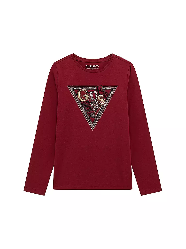 GUESS | Camiseta de manga larga para niña | Rojo oscuro