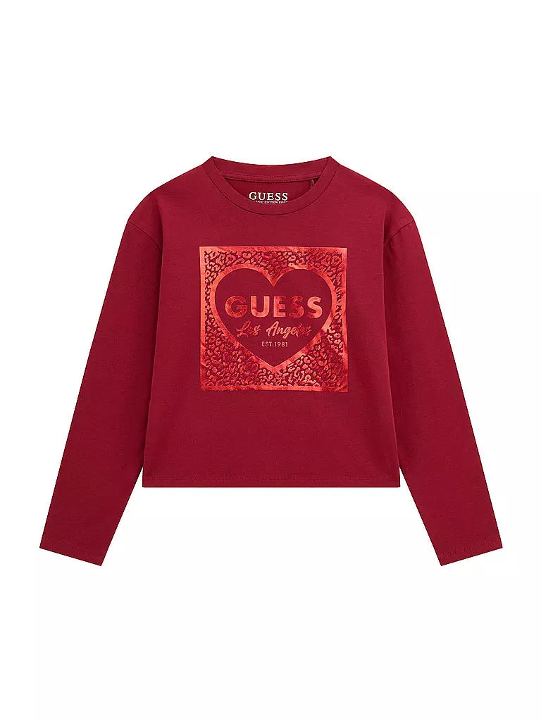 GUESS | Camiseta de manga larga para niña | Rojo oscuro