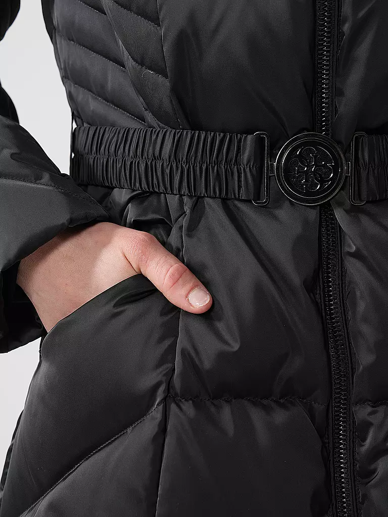 GUESS | Daunensteppmantel  | Negro