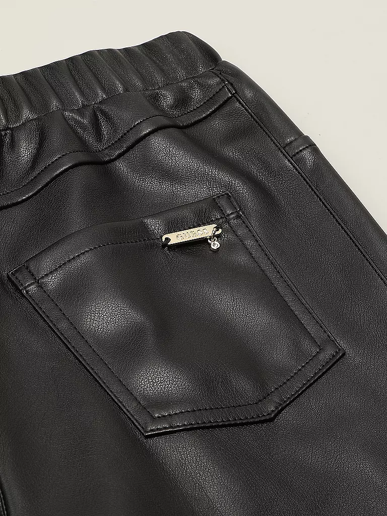 GUESS | Leggings de niña con aspecto de cuero | schwarz