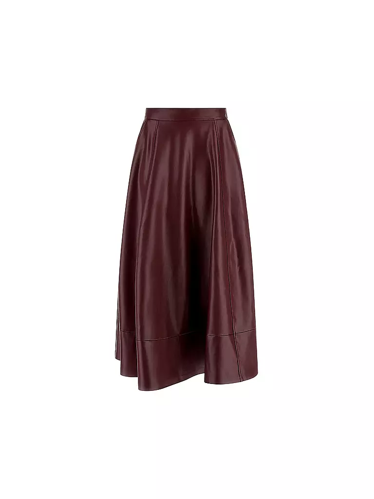 GUESS | Midi falda con efecto cuero | Rojo oscuro