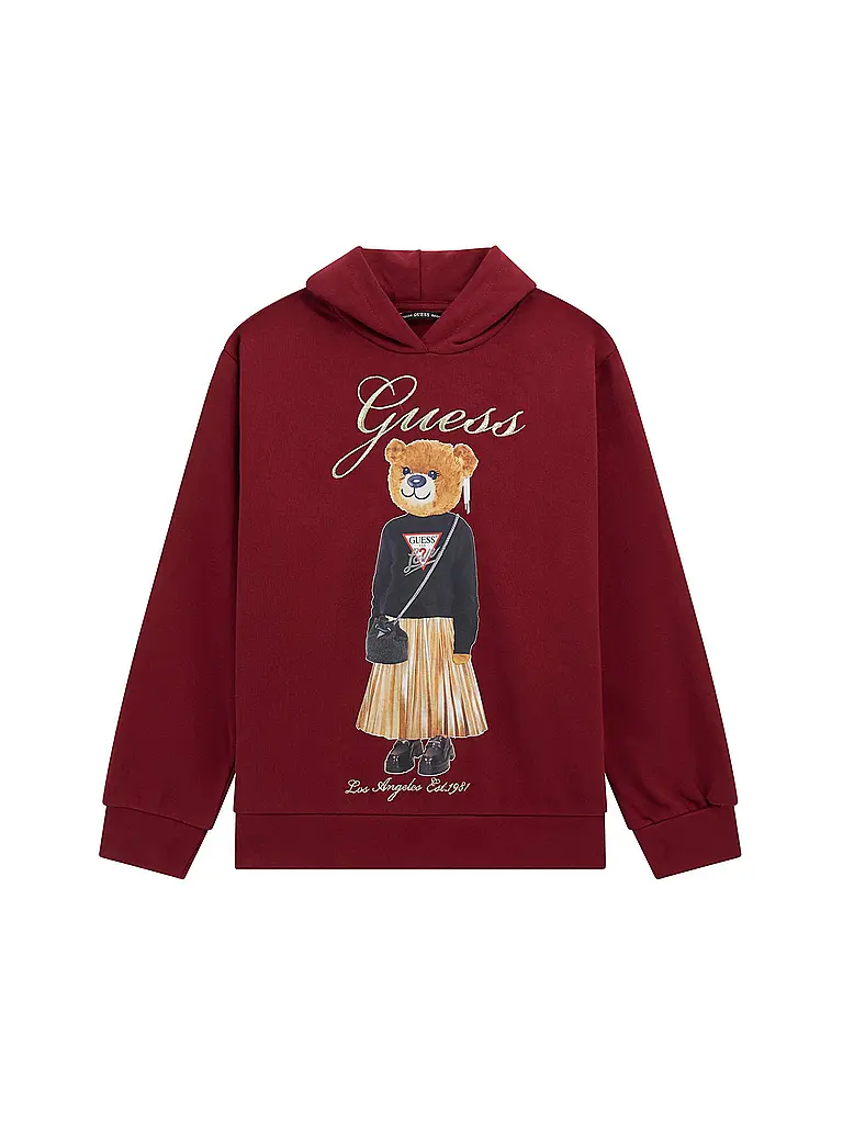 GUESS | Sudadera con capucha para niña - Hoodie | Rojo oscuro