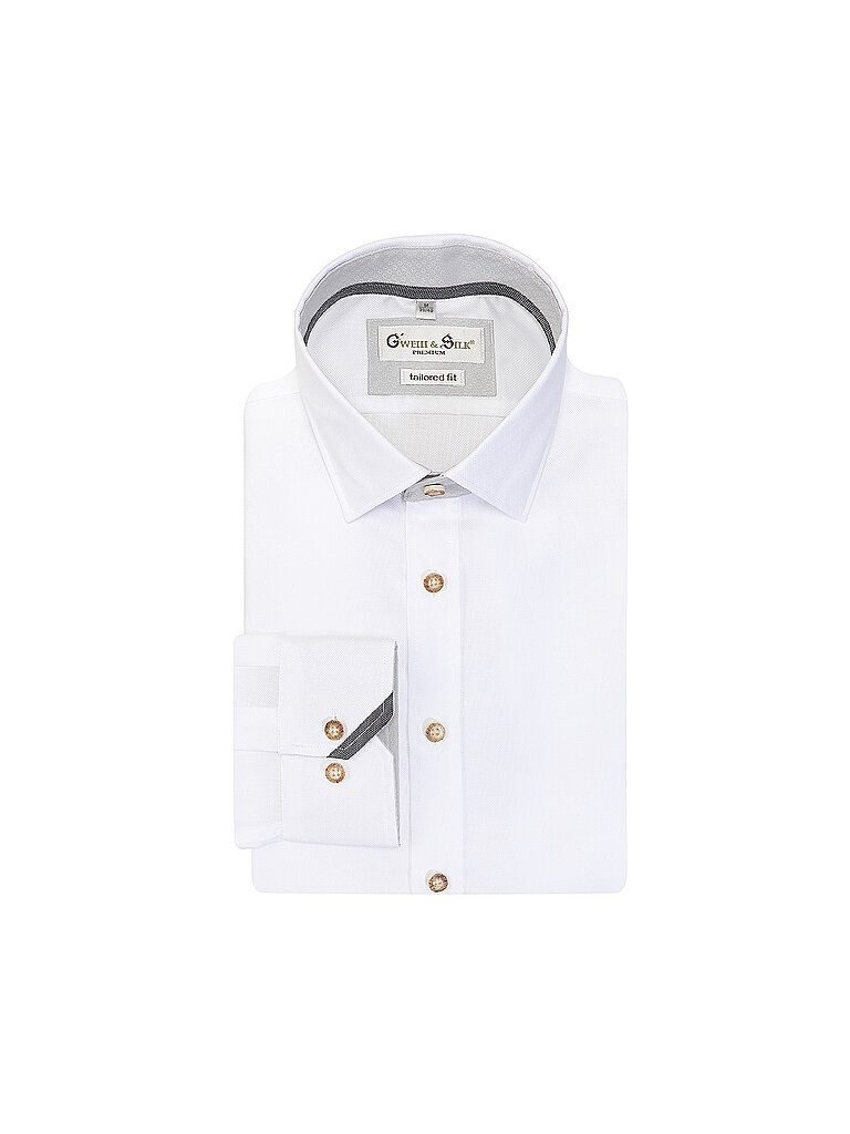 Gweih & Silk Camisa tradicional corte entallado blanco