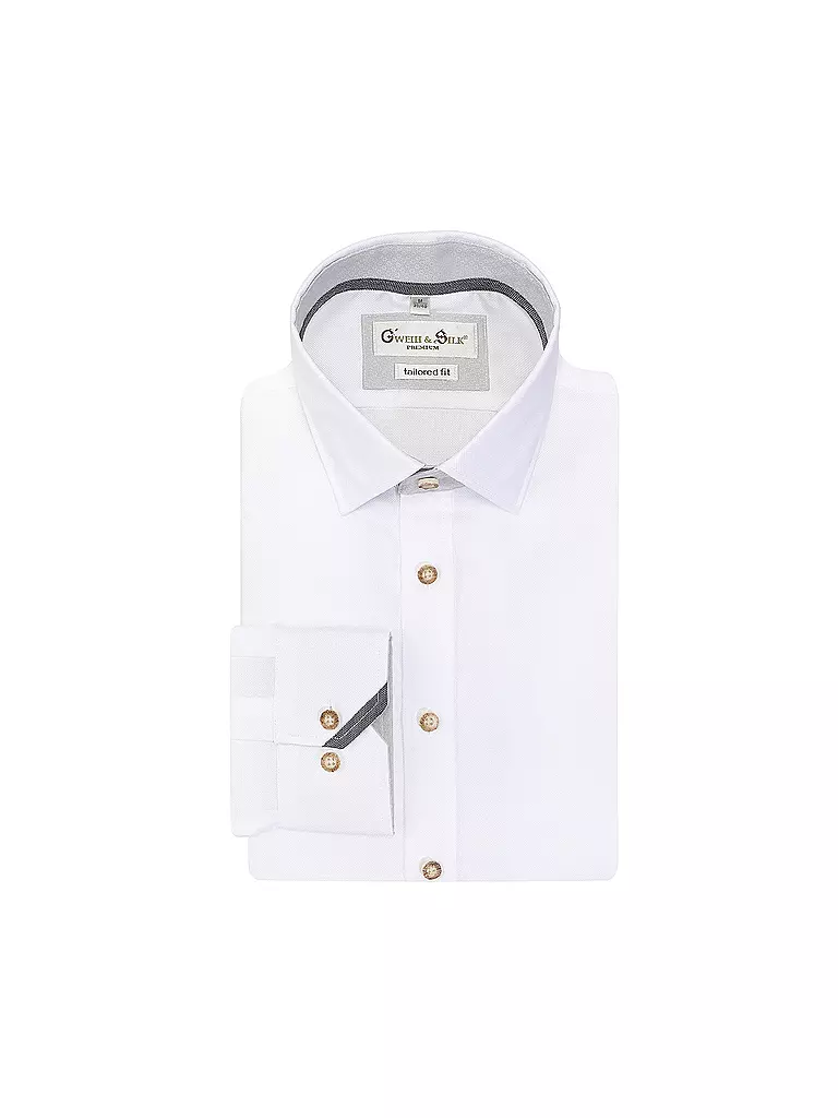 GWEIH & SILK | Camisa tradicional corte entallado | Blanco