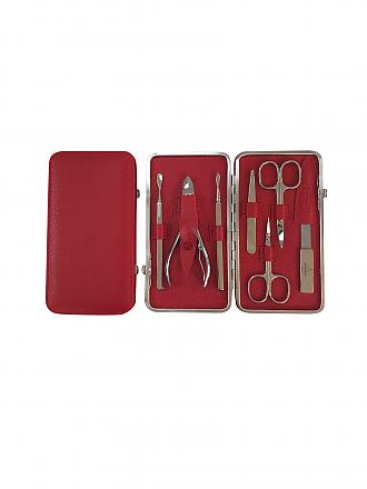 HAMMANN | Set de manicura de cuero (rojo, 7 piezas)