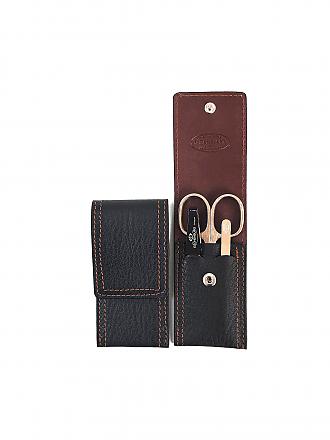 HAMMANN | Set de manicura de viaje en estuche de cuero (marrón oscuro, 3 piezas)