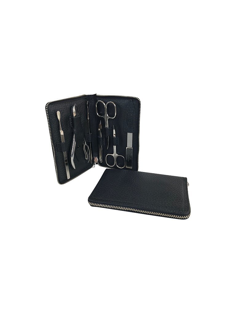 HAMMANN Set de manicura de cuero (Negro, 7 piezas)